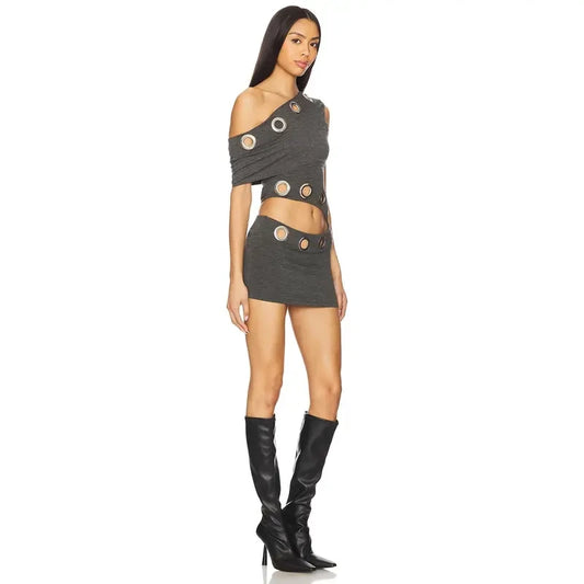 Asymmetric Eyelet Dress
